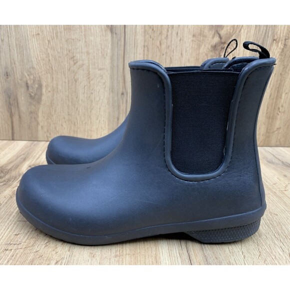 CROCS Freesail Chelsea Dual Comfort Black Rain Boots Waterproof Women's Size 8 - Picture 3 of 15